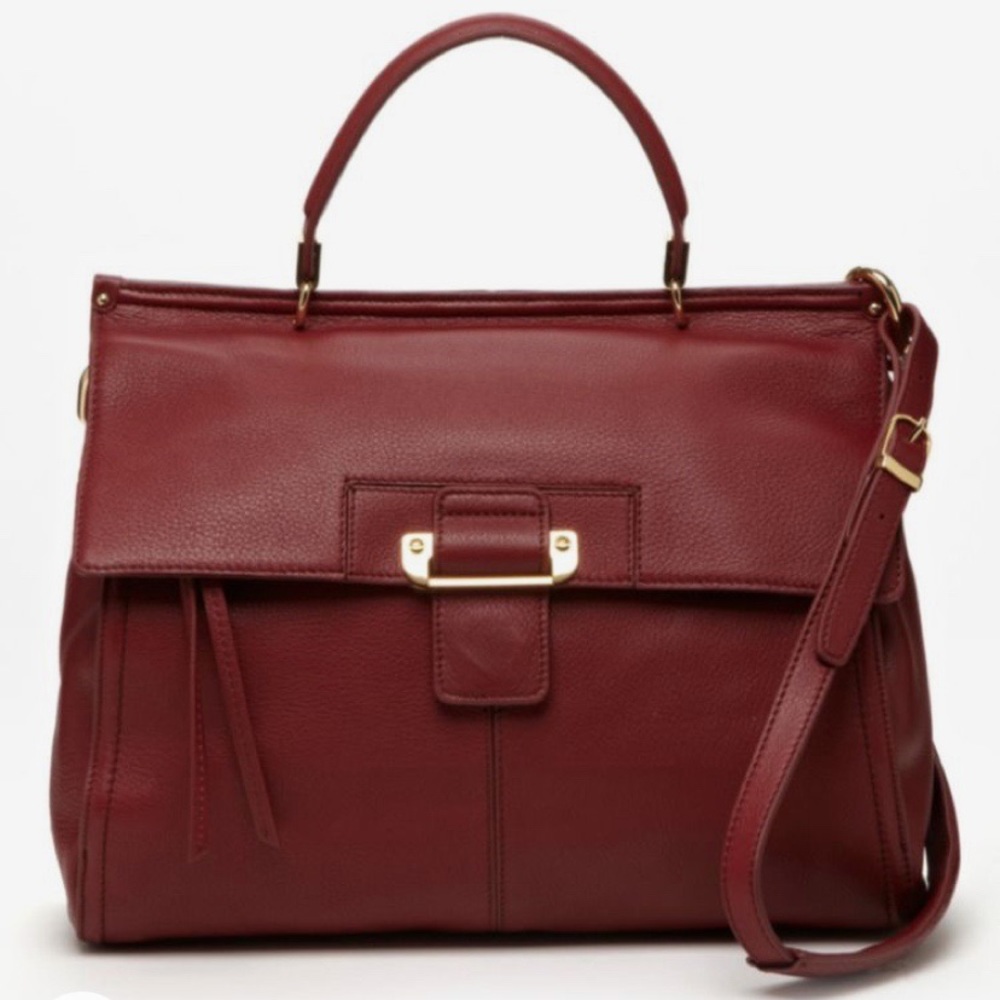 Kooba Aiden Deep Red Leather Shoulder Bag NWT